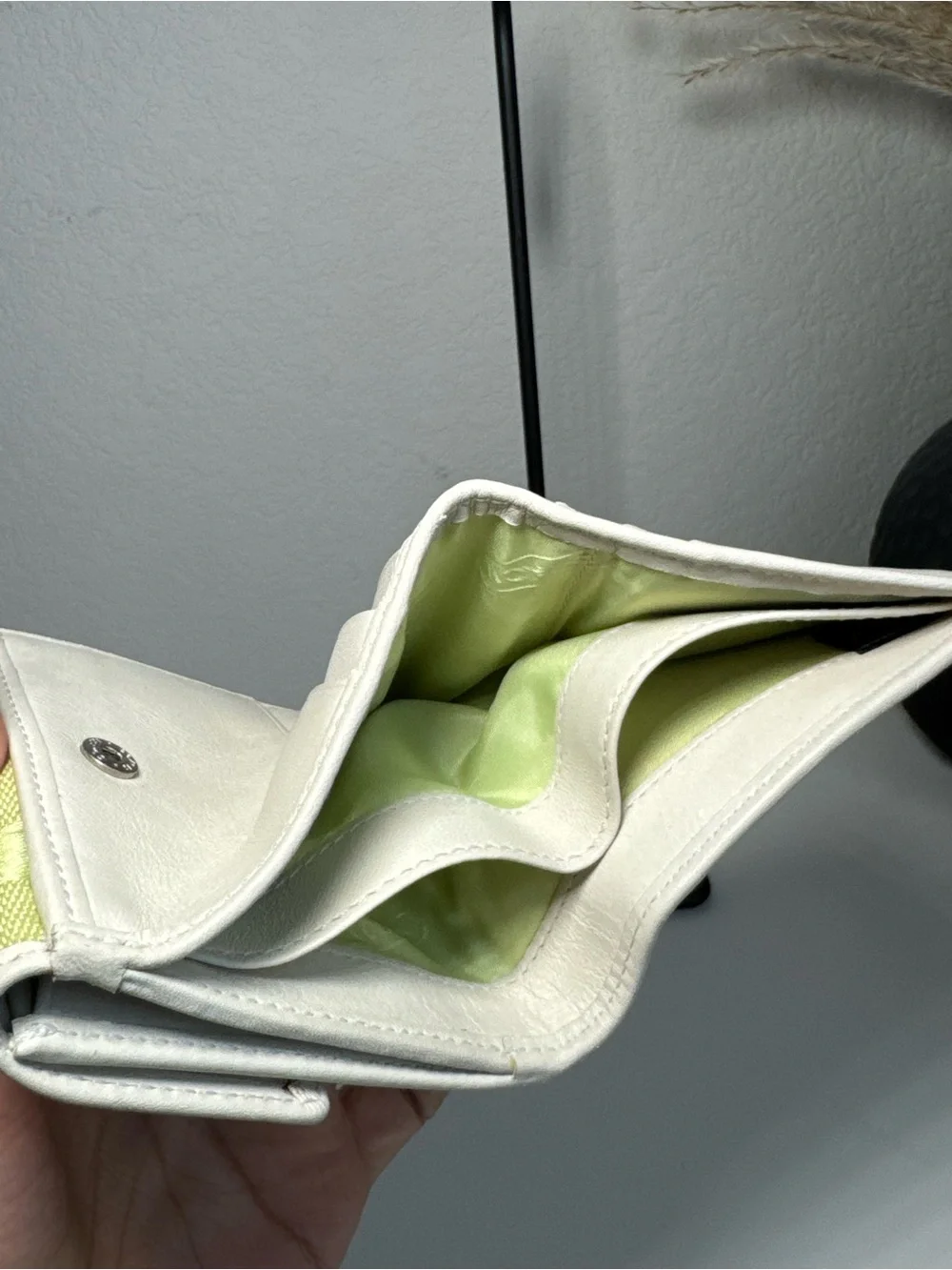 Vintage 2003 Coach Signature Jacquard Trifold Wallet in Lime Green
